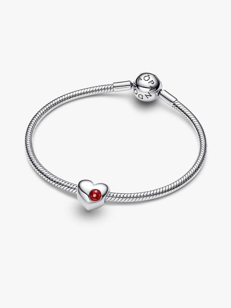 Charm Pandora - Coração de pedra vermelha gravável | 794161C01