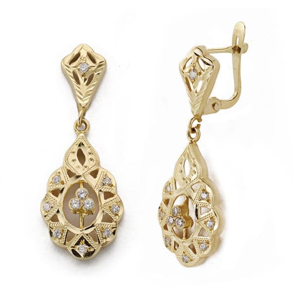 Boucles d'oreilles Cubaines Or Jaune 18K 32X11 mm Fermoir Catalan