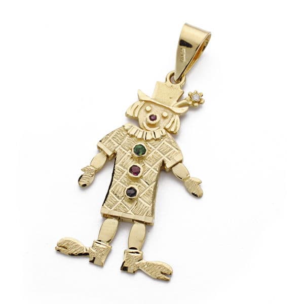 Pendentif Clown Articulé Or Jaune 18K 33X13 mm