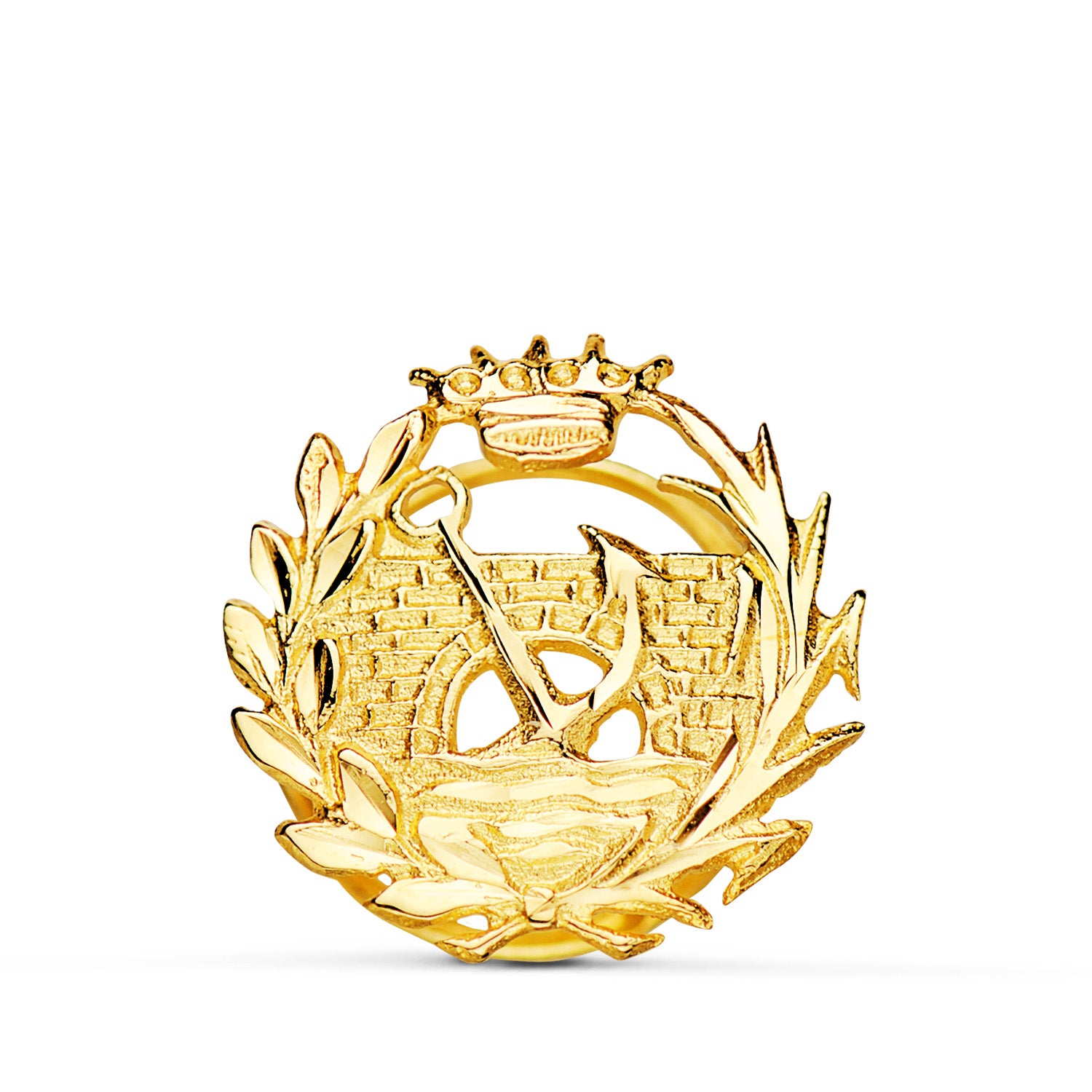 Insigne Or Jaune 18K Génie Civil et Ingénieur Routier Canaux et Ports 15 X 15 mm