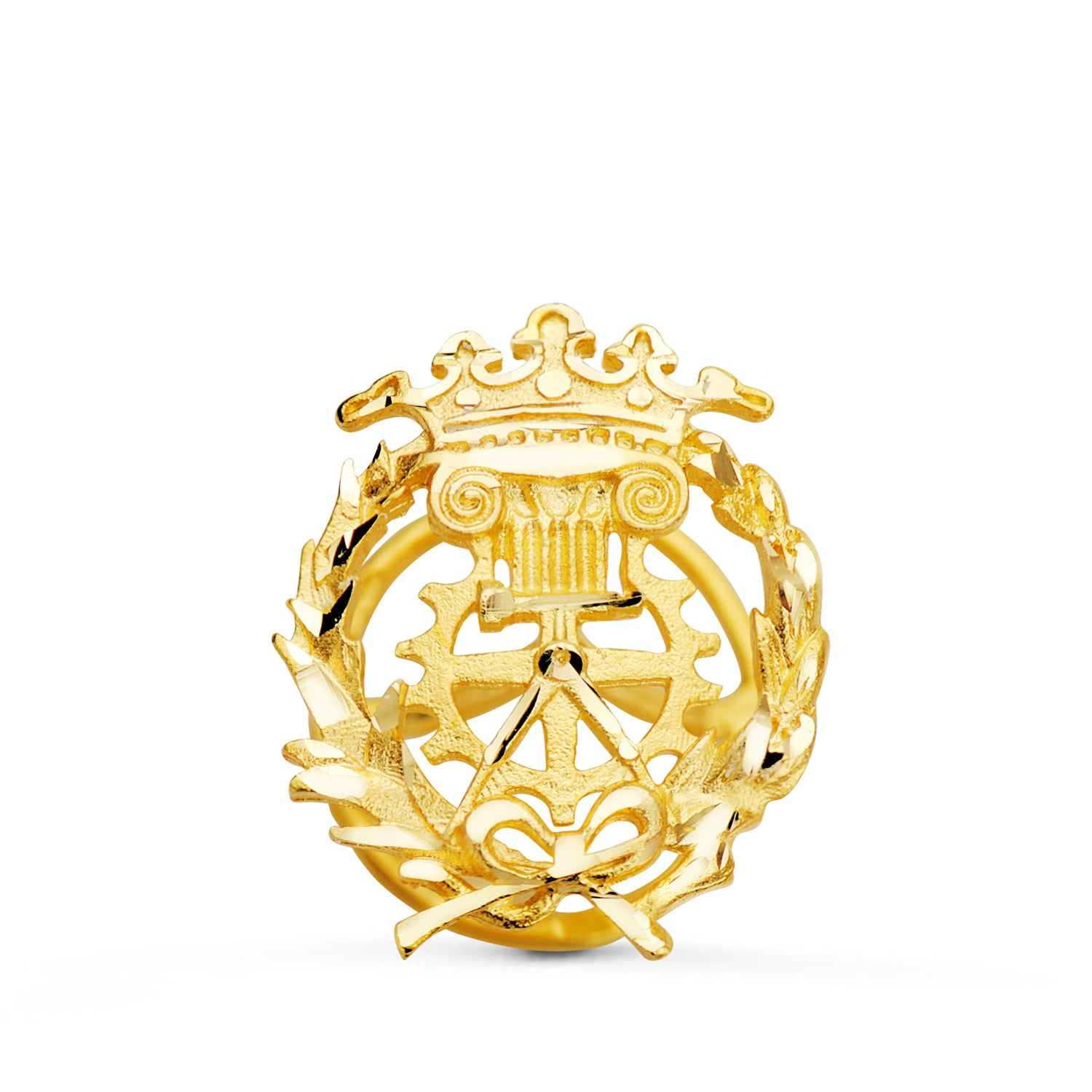 18K Yellow Gold Badge Linear 17 X 14 mm