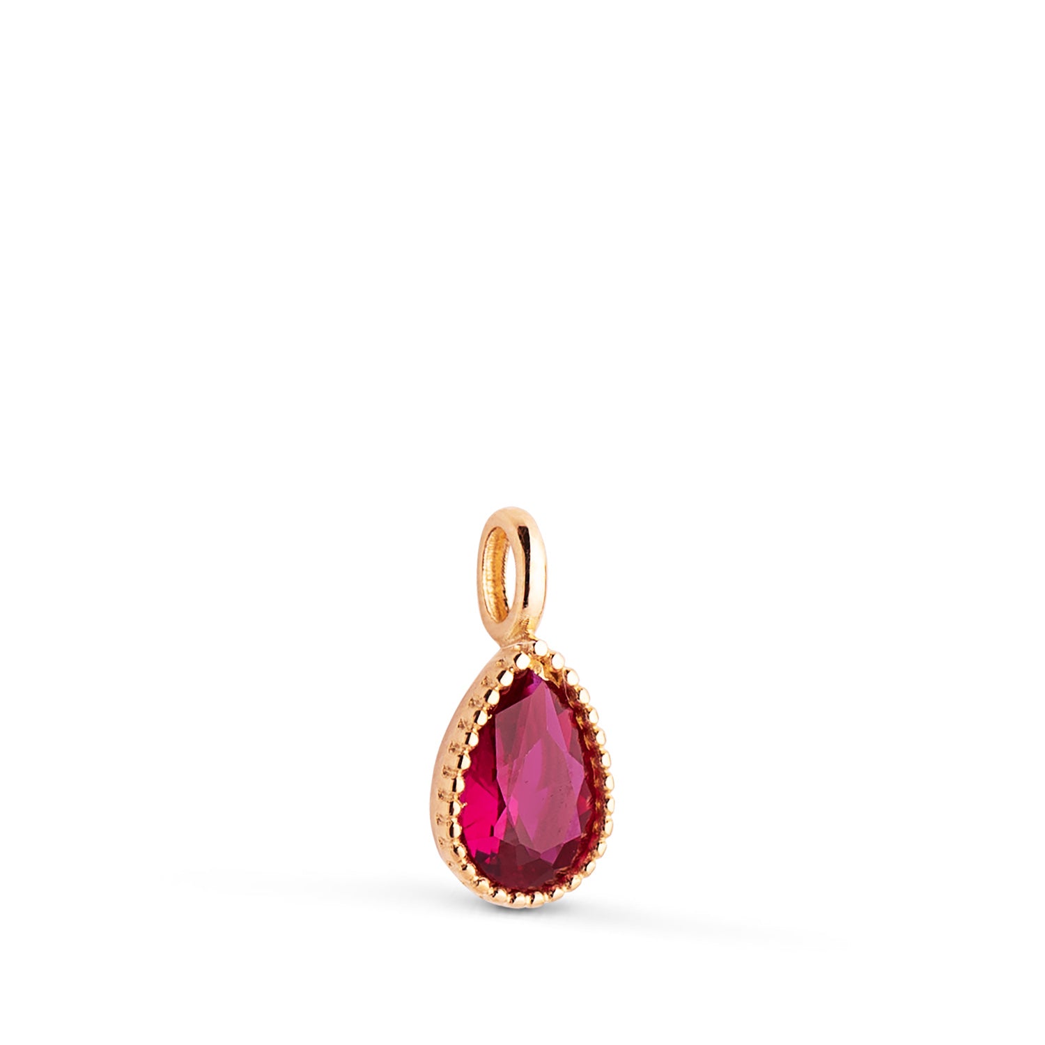 Pendentif en Or Jaune 18K Pierre Rouge Goutte Deau Pierre Rouge Taille des Perles : 11 X 5MM