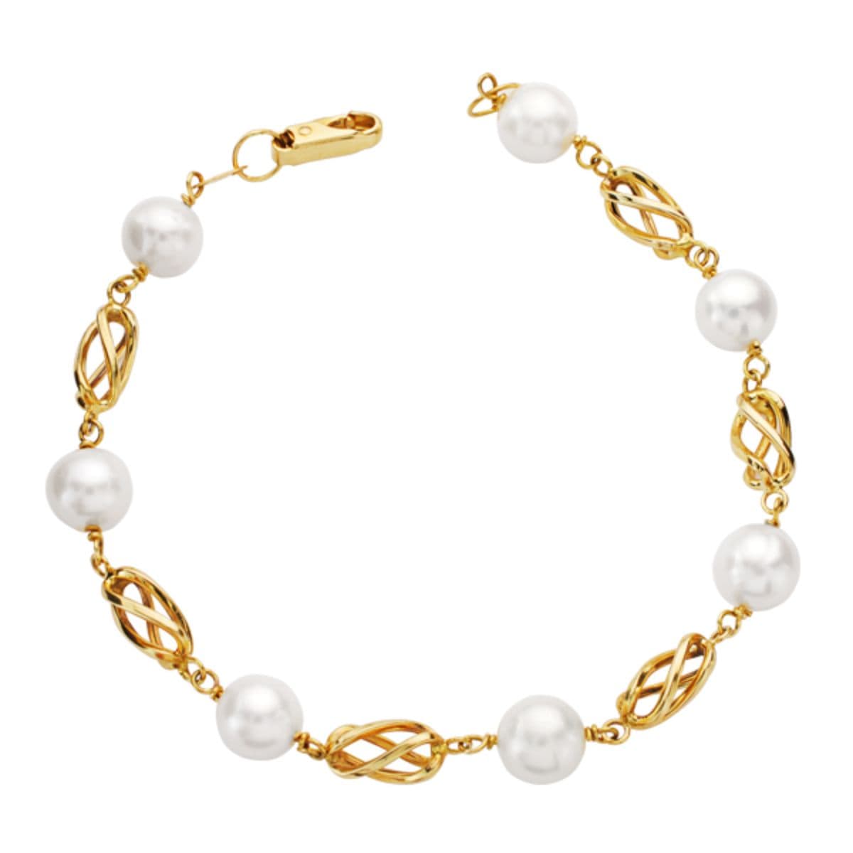 18K Bracelet Or Jaune Perles Rondes 8 mm 19 Cm