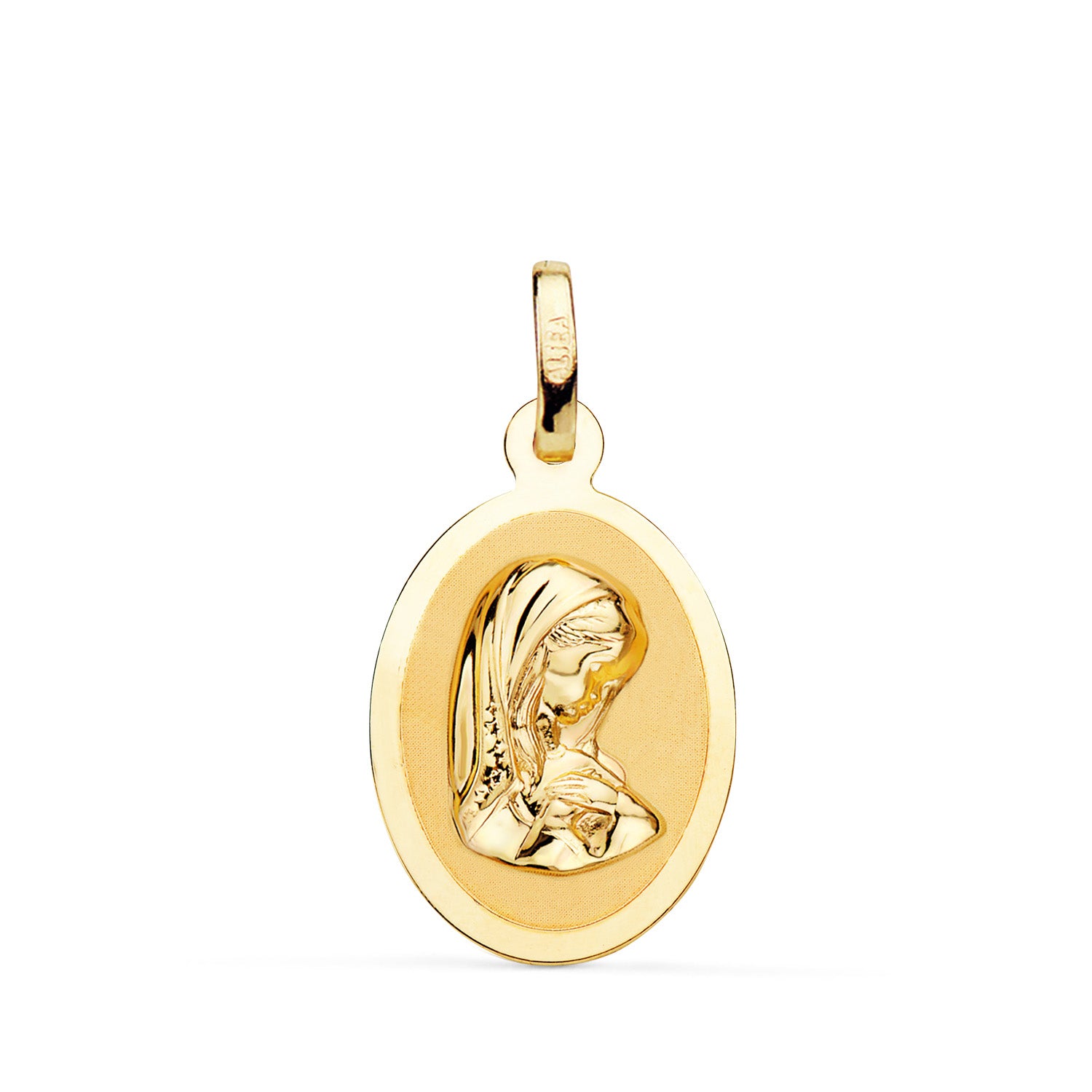 Médaille de Fille en Or Jaune Vierge 18 Carats en Finition Brillante Taille : 19 X 12 mm