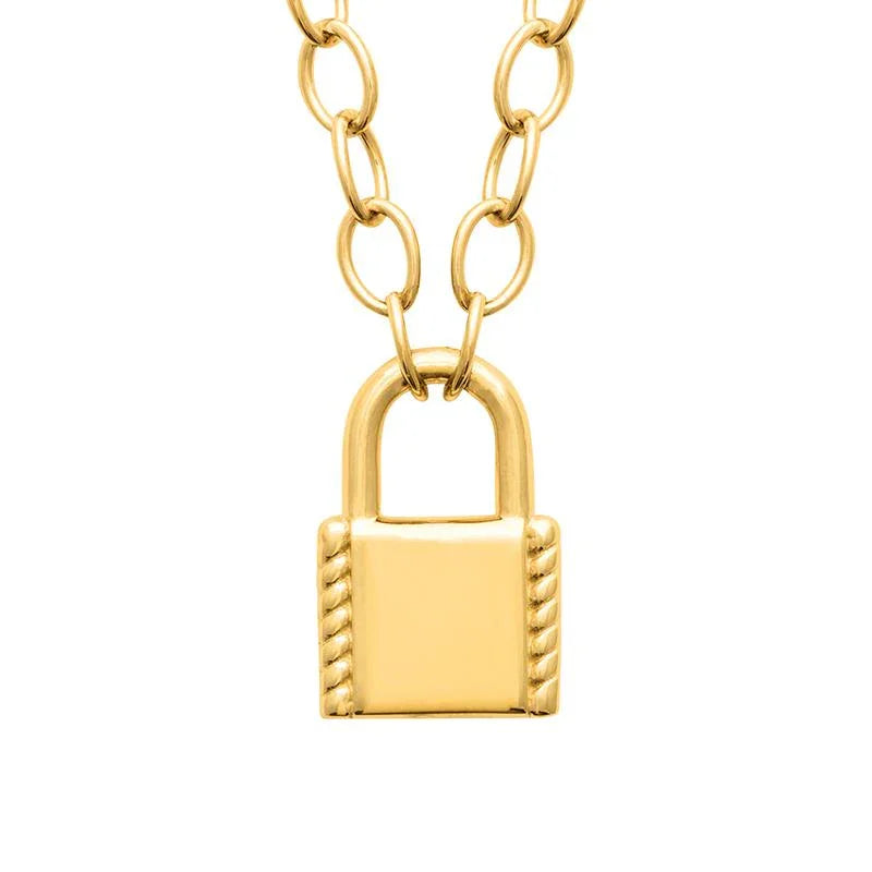 Candado - Collar - Chapado en Oro