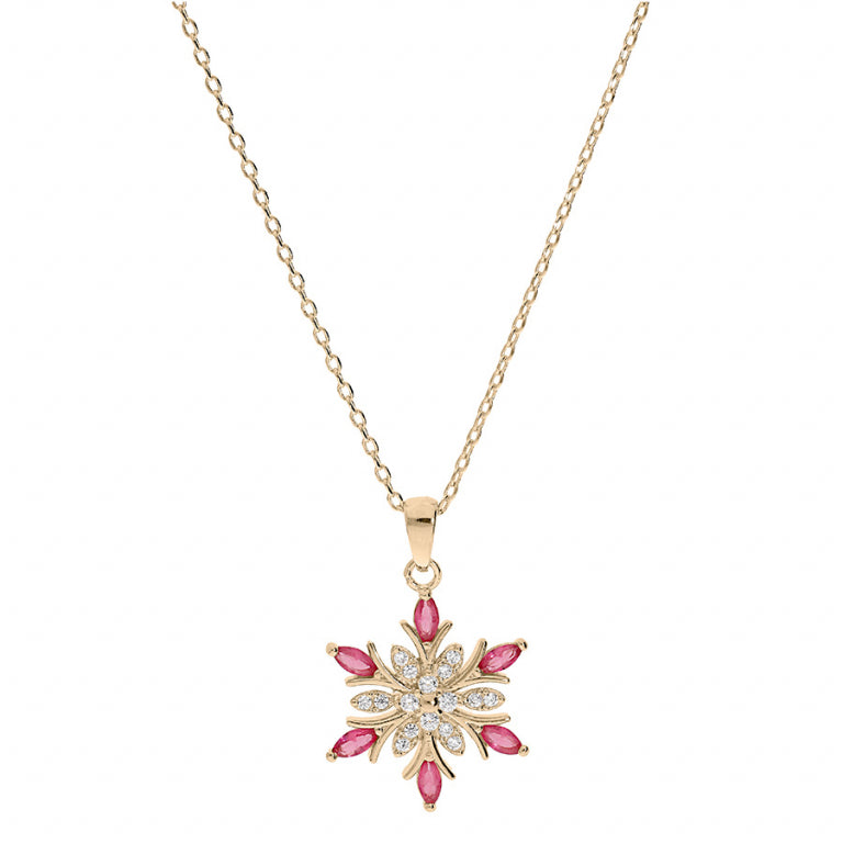 Collier Flocon – Argent Doré à l’Or Fin | Azuline vue 2