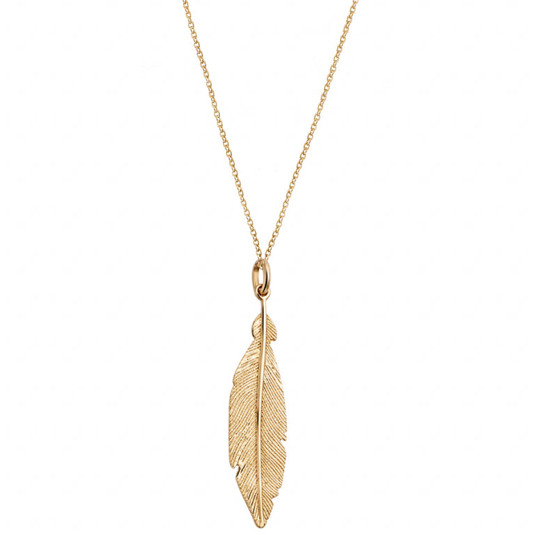 Feather Necklace – Silver Gilded with Fine Gold | Azuline view 2