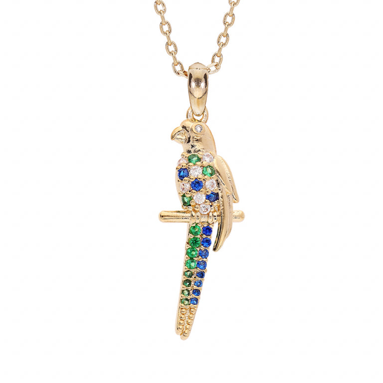 Jeweled Parrot Necklace – Gold Plated | Azuline