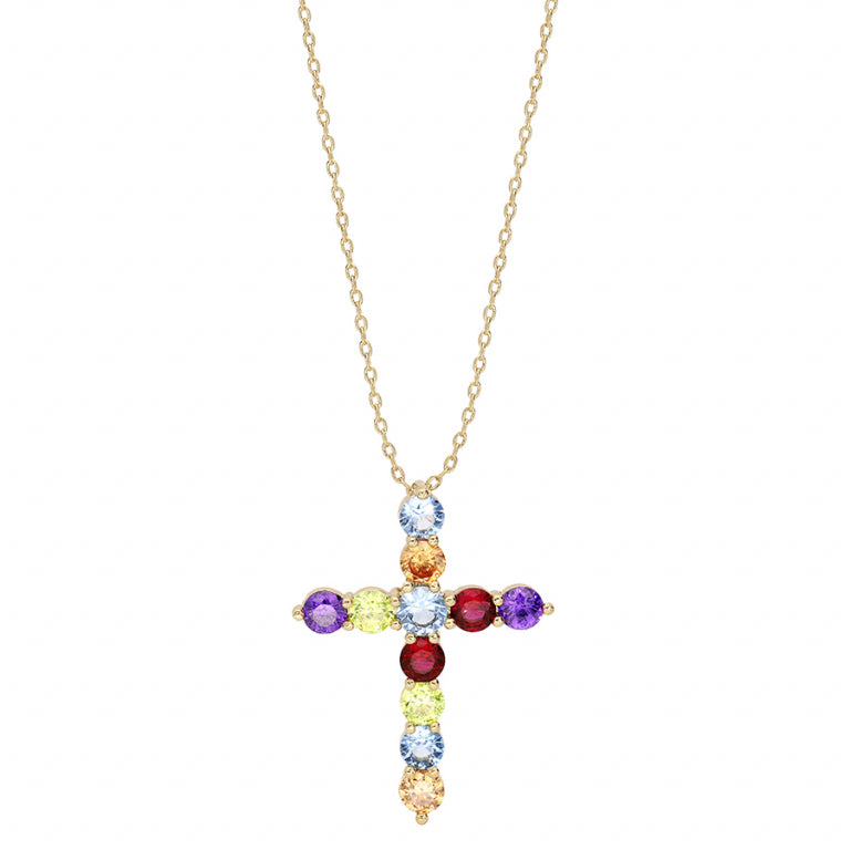 Cross Necklace – Silver Gilded with Fine Gold | Azuline view 2