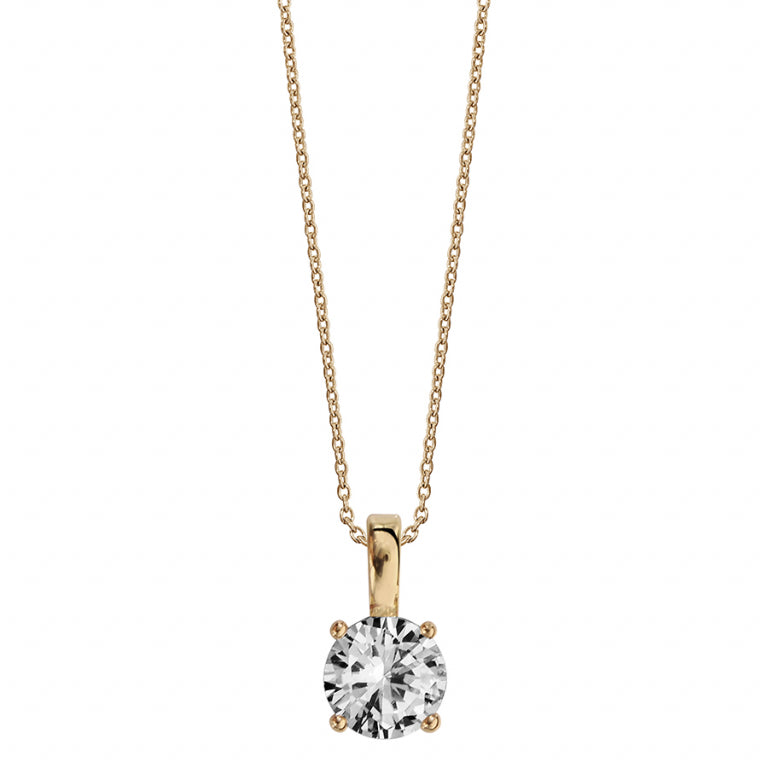 Collier Solitaire – Argent Doré à l’Or Fin | Azuline vue 2