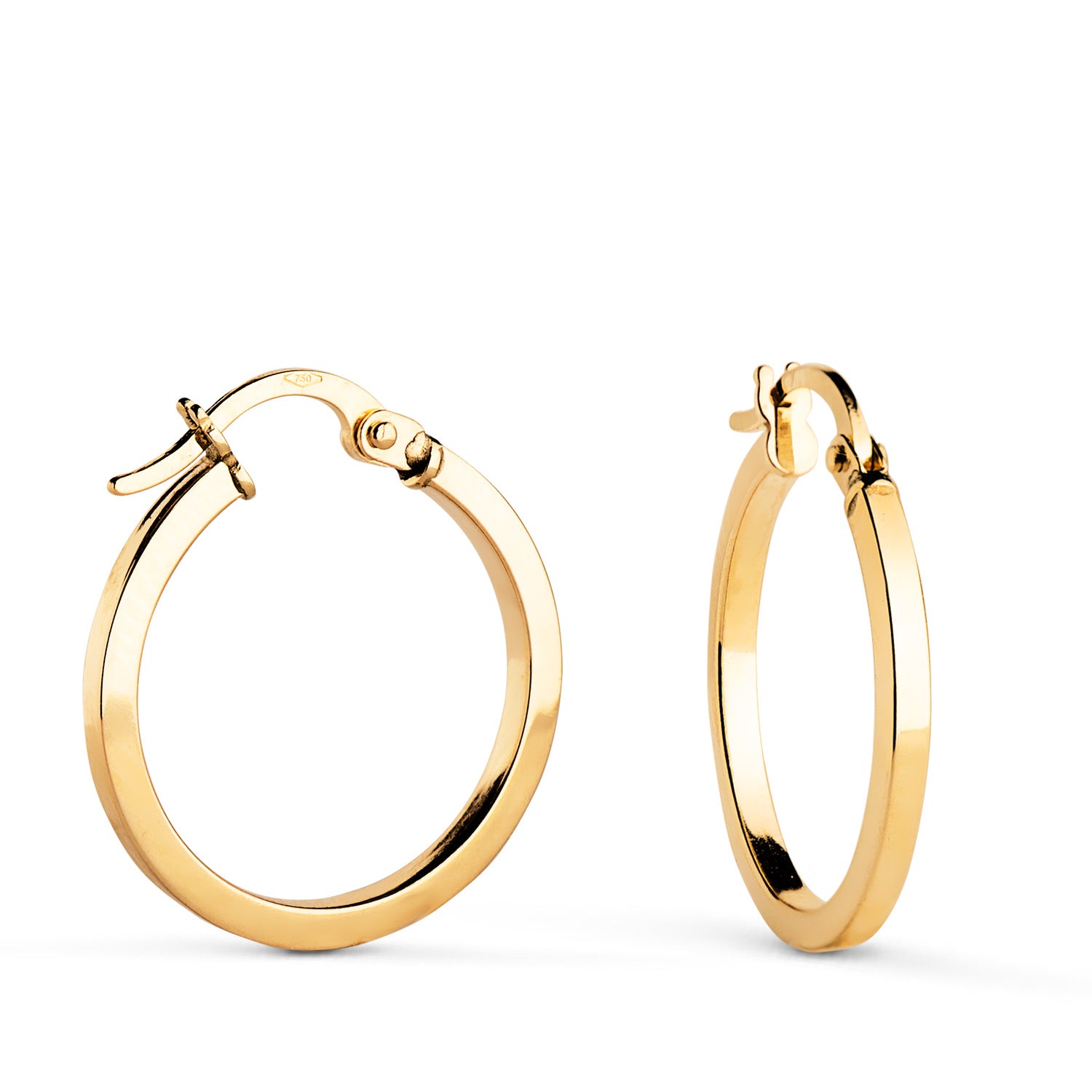 Anneaux Carrés Creux en Or Jaune 18K Taille : 18 X 1,5 mm