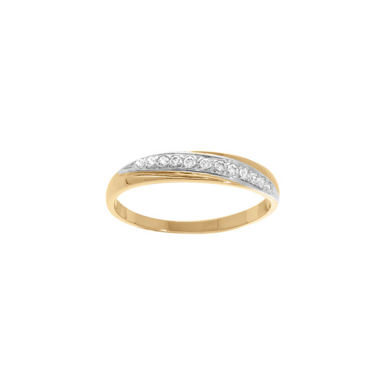 Large diameter gold-plated ring set with white oxides