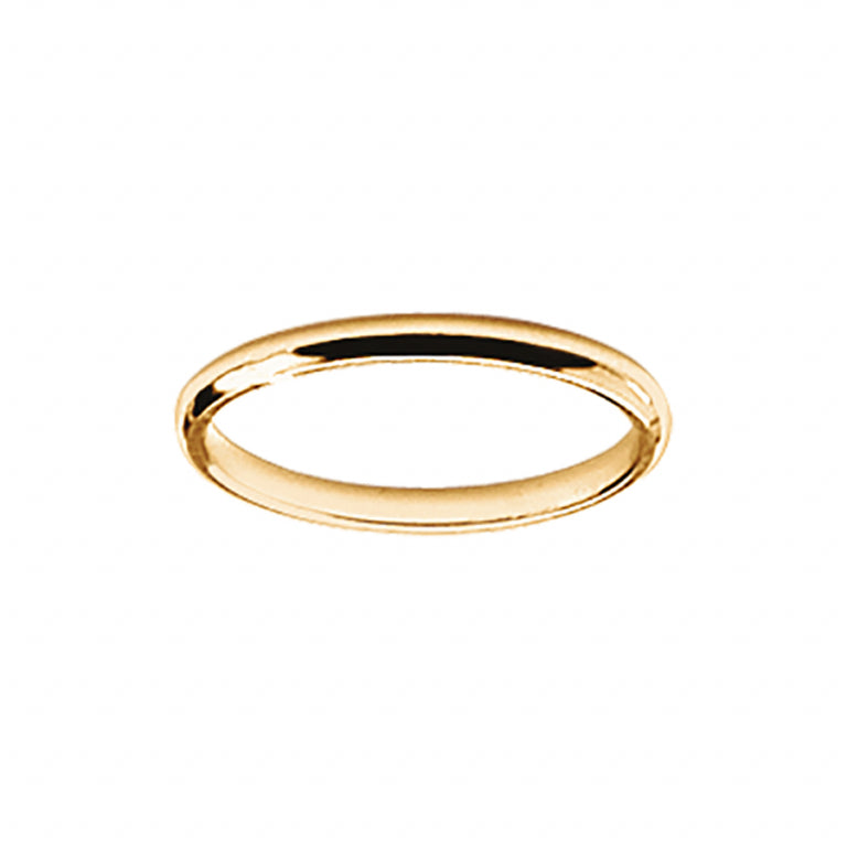 Alliance demi jonc 2mm en plaqué or polie