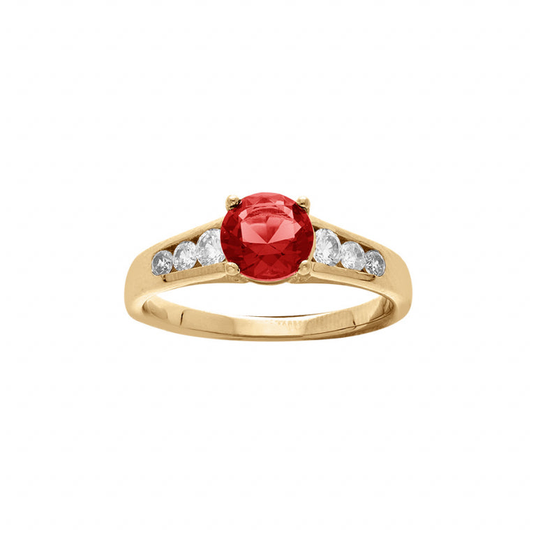 Rood en wit oxide ring in vergulde set