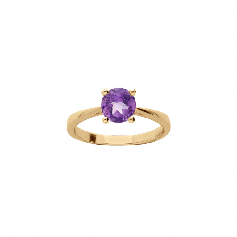Ronde amethiststeen ring 6,5 mm in verguld