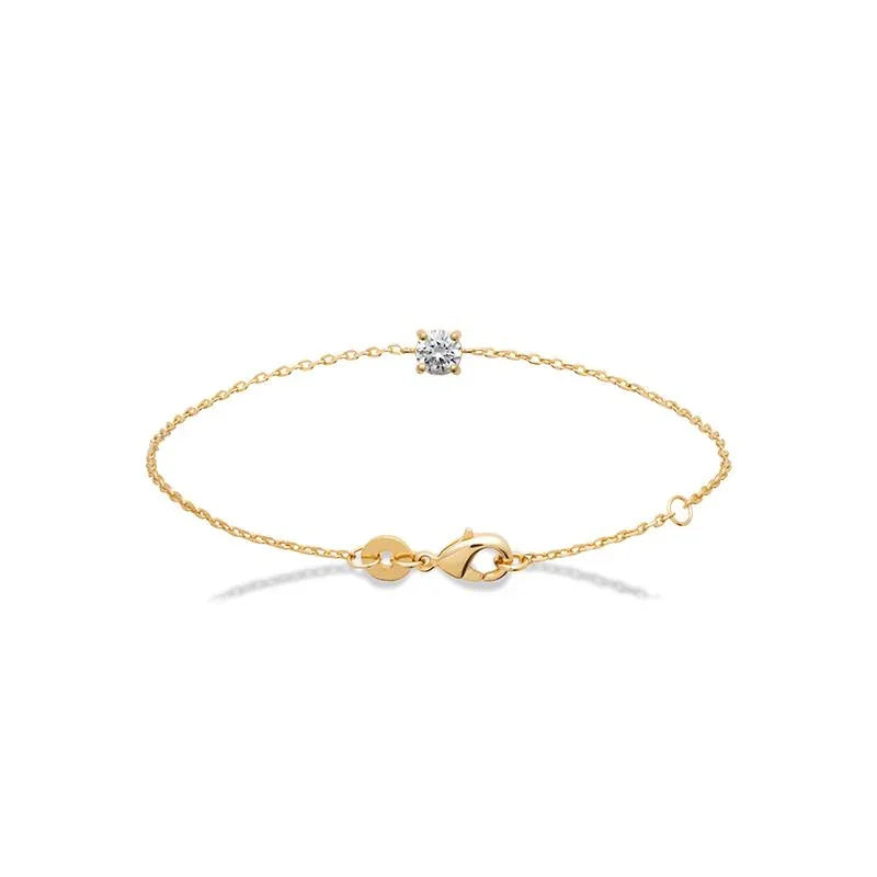 Solitario - Pulsera - Chapado en Oro