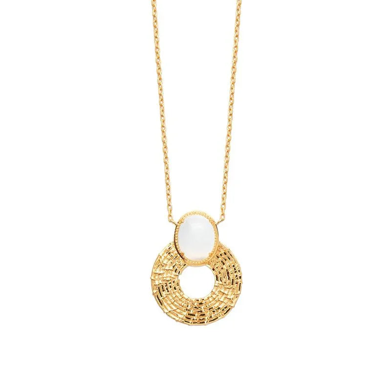 Piedra lunar - Collar - Chapado en oro