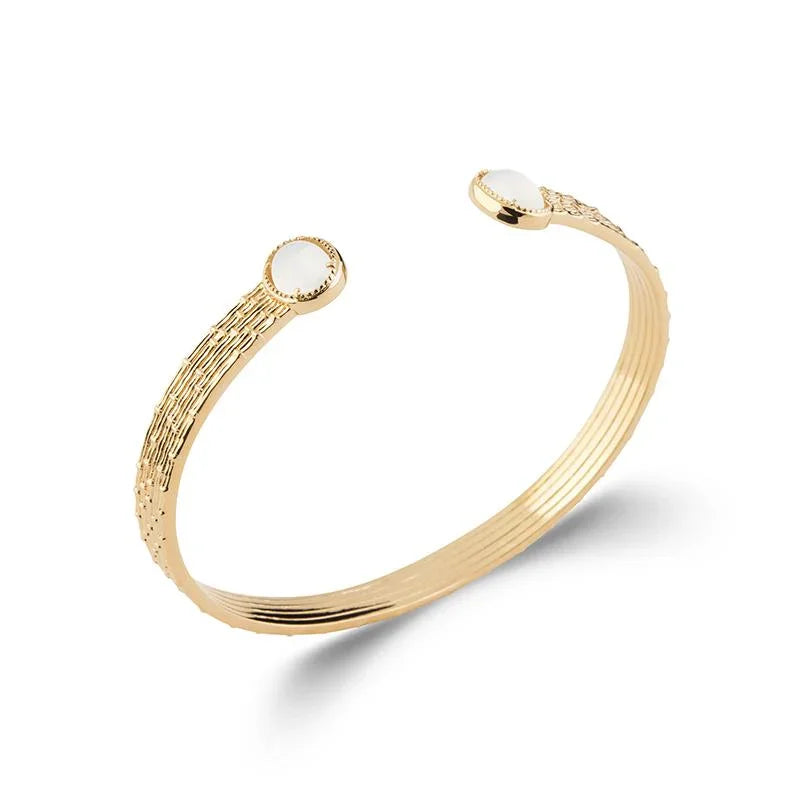 Piedra lunar - Brazalete - Chapado en oro