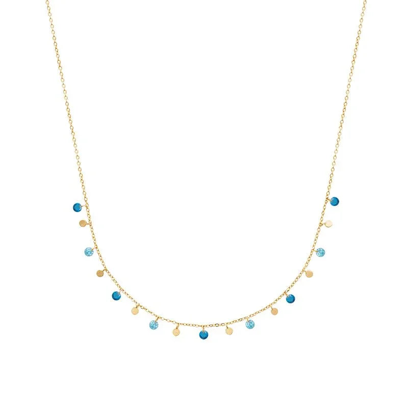 Charm – Blau – Halskette – vergoldet