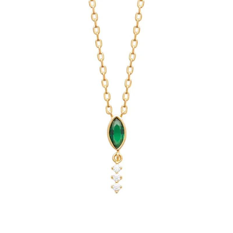 Óvalo Verde - Collar - Chapado en Oro