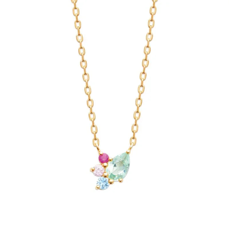 Cluster - Veelkleurig - Ketting - Verguld