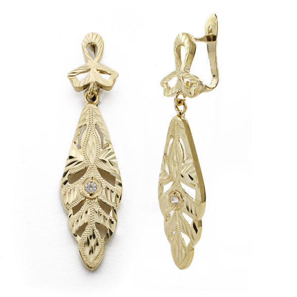 Boucles d'oreilles Cigaronne Or Jaune 9K 37X9 mm Fermoir Catalan