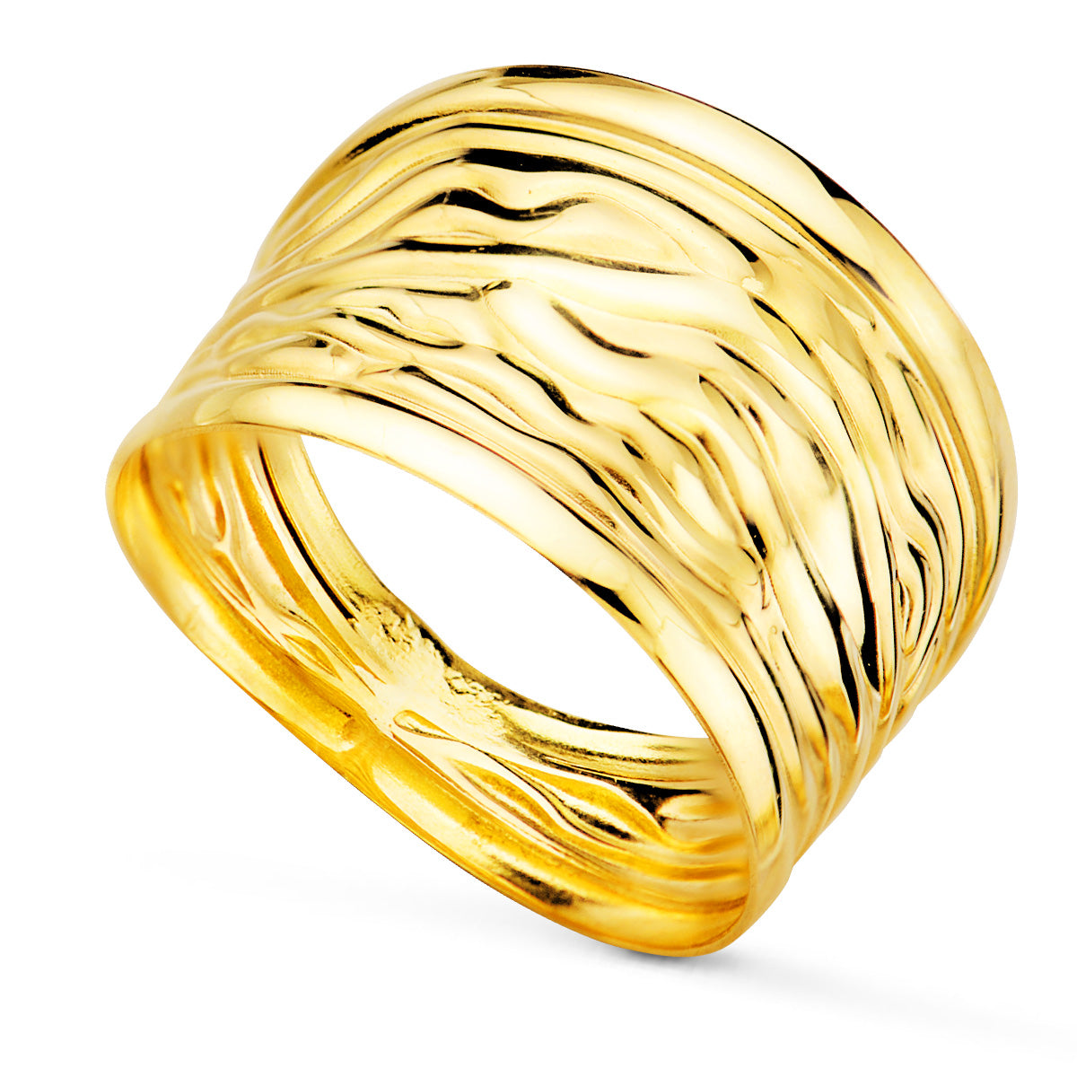 Anillo de Oro Amarillo de 9K Estampado en Oro Brillante Ancho: 13 mm