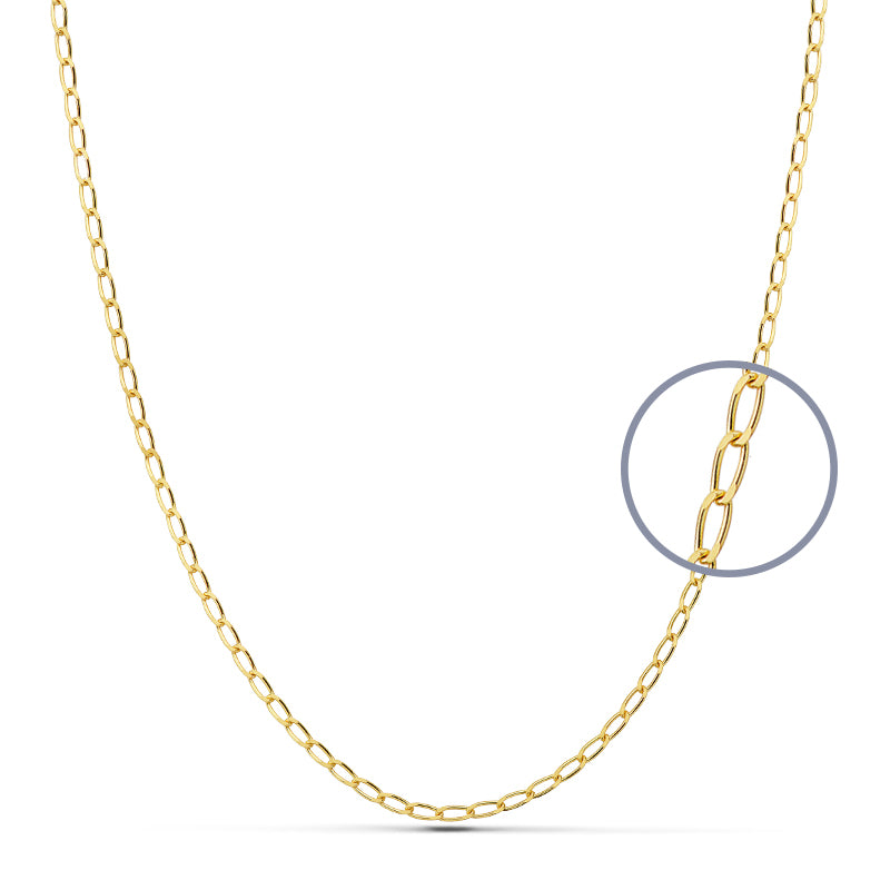 Solid 9K Bilbao Yellow Gold Chain Width: 2 mm Length: 50 Cm