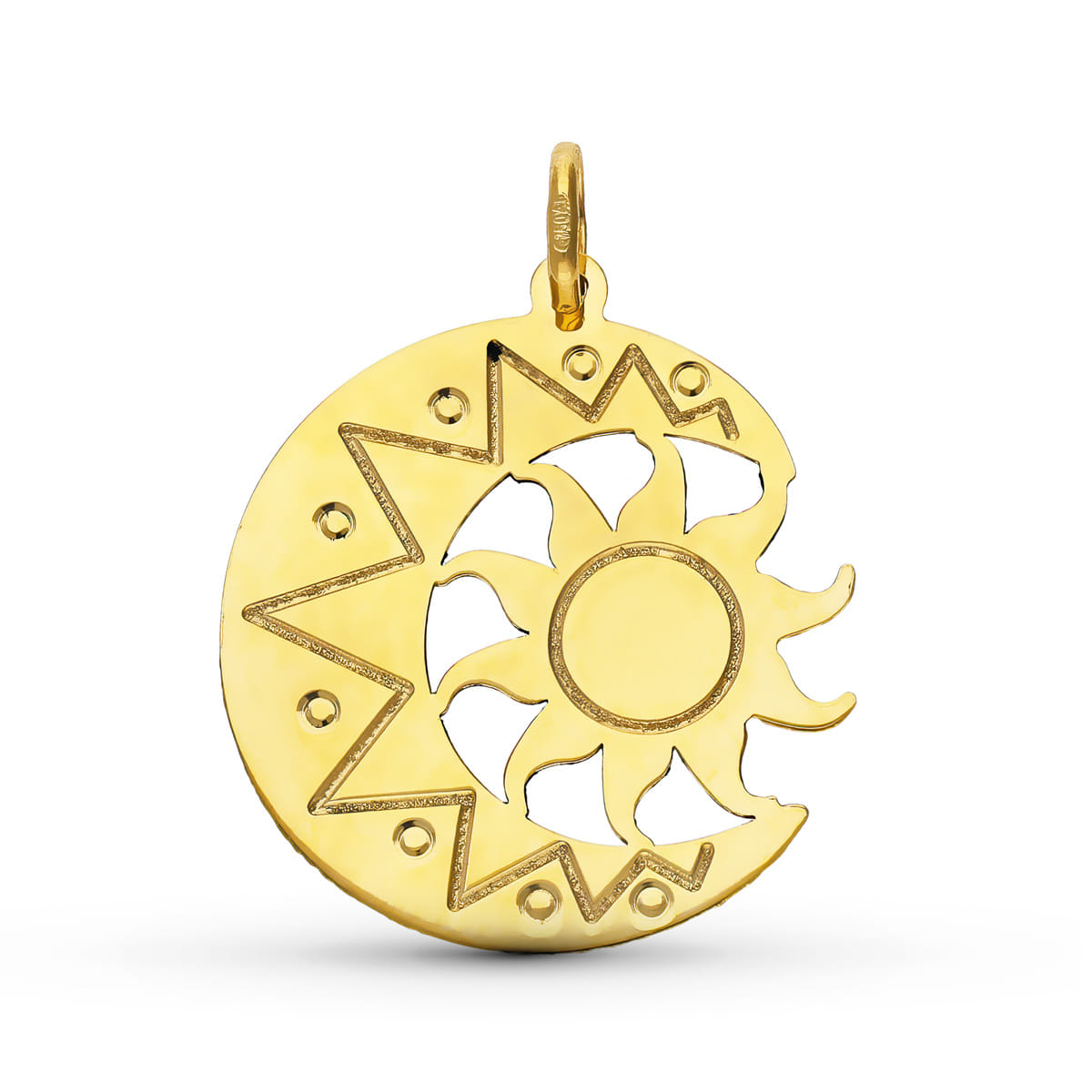 Pingente Lua e Sol em Ouro Amarelo Brilhante 9K: 21 mm