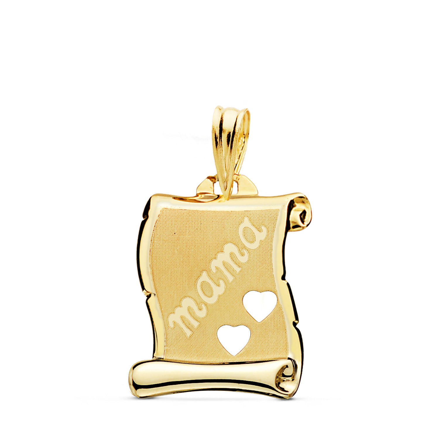 Plaque de Pendentif en Or Jaune 9K avec C?urs Ajourés 18X14 mm