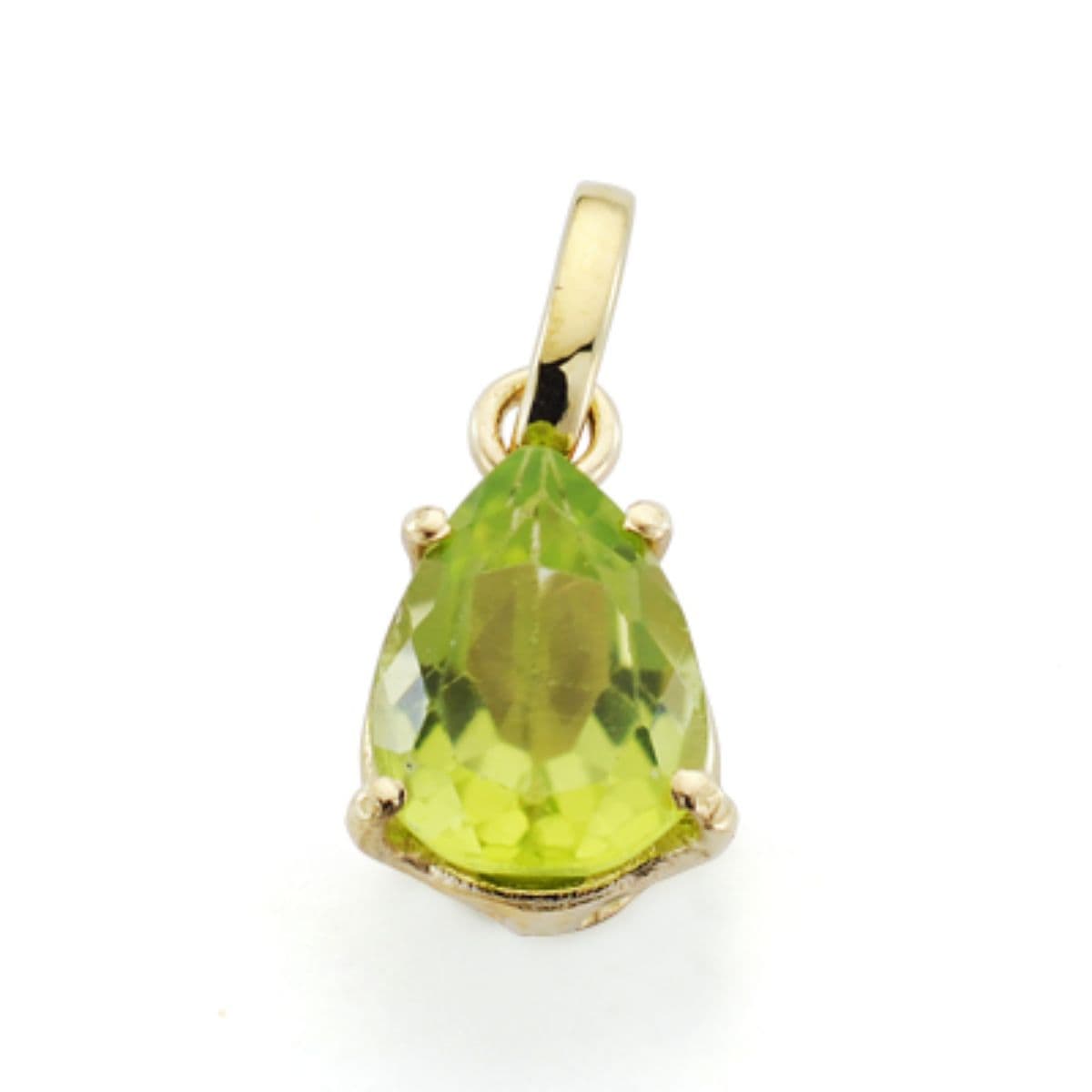 Pendentif en Or Jaune 9K Péridot Naturelle Teardrop 1,19 Ct Taille : 8 X 6 mm