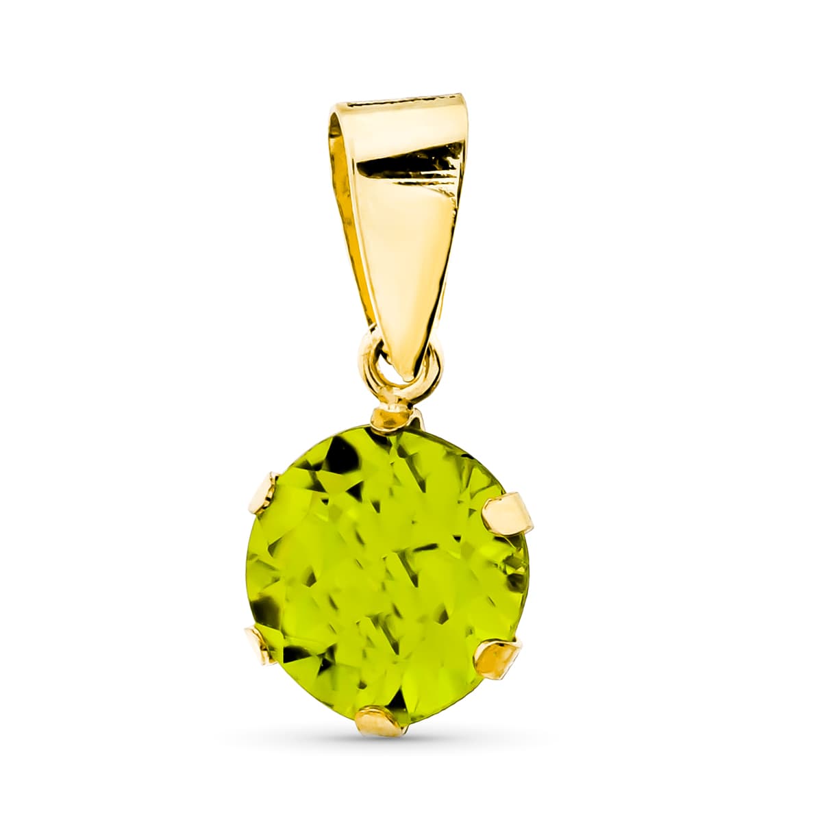 Pendentif en Or Jaune 9K Griffe Anglaise Péridot Naturelle 1,44 Qts Largeur : 7 mm