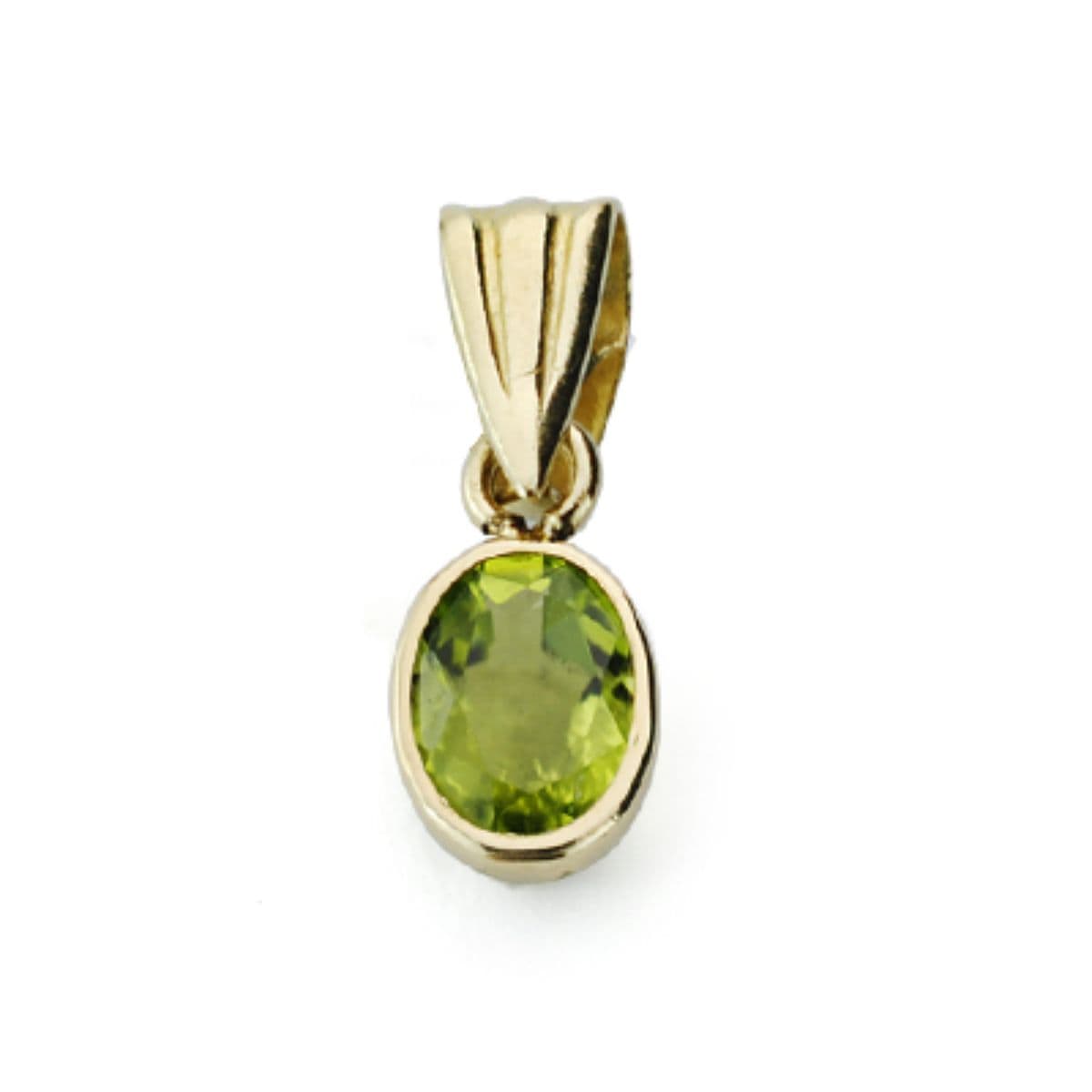 Pendentif en Or Jaune 9K Péridot Naturelle Ovale 0.47 Cts Taille : 6X4 mm
