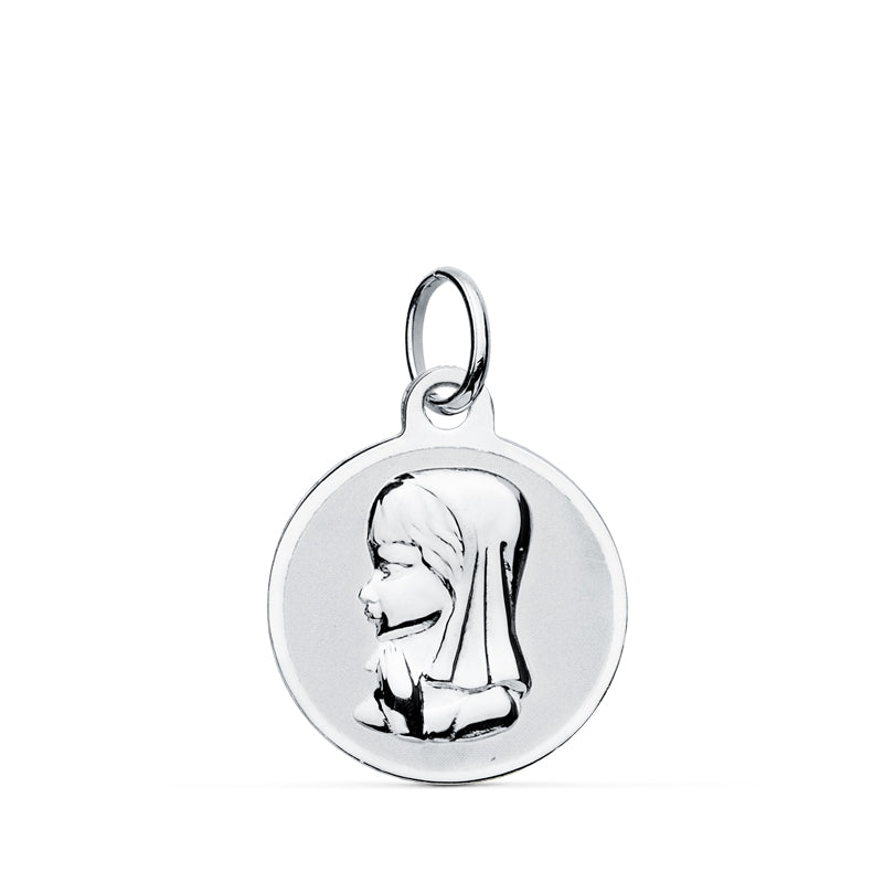 9K Virgin Child Medal i hvidguld 14 mm