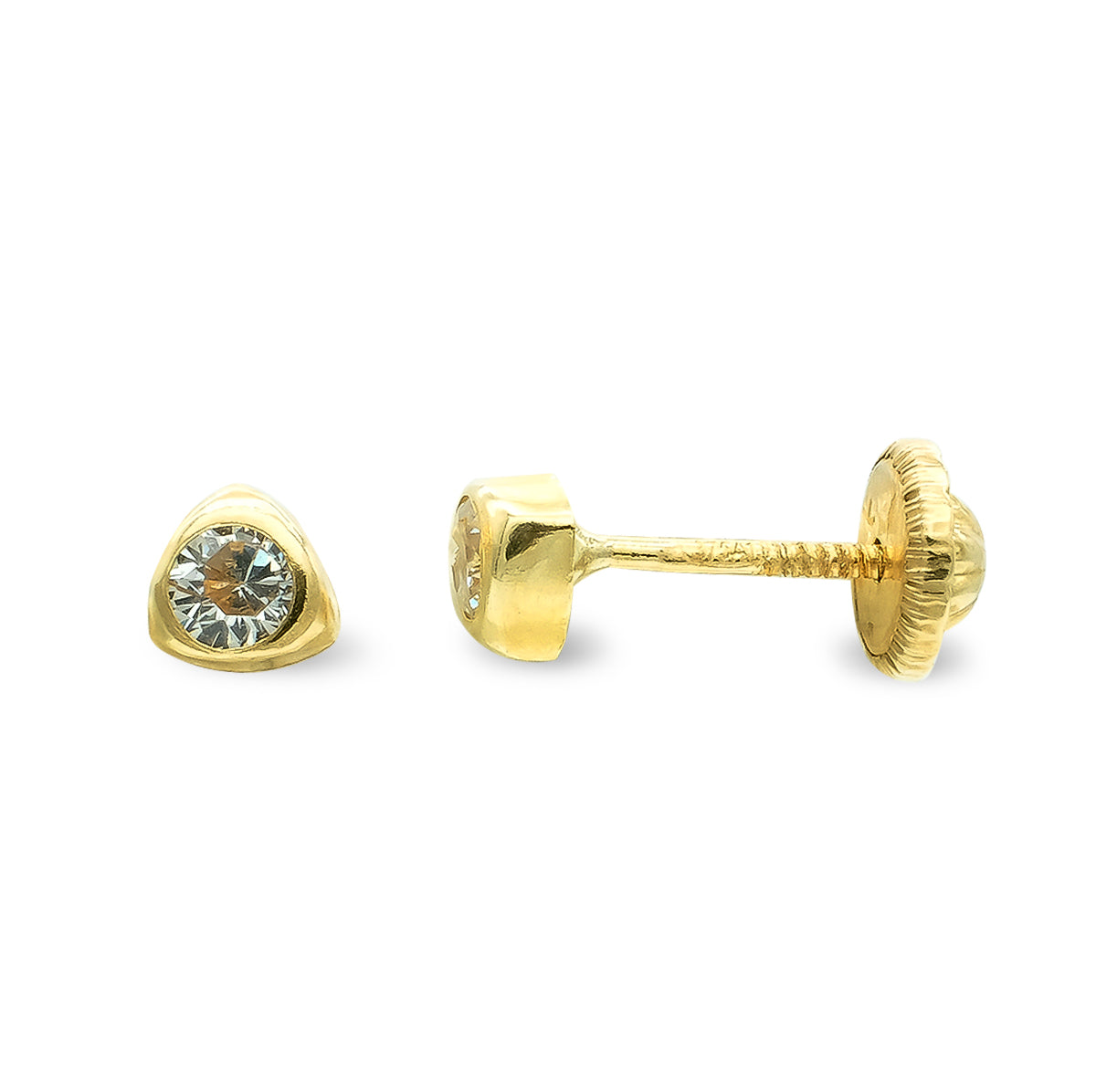 9K Boucles d'oreilles Triangle Zircon 4 mm (minimum 3 Paires)
