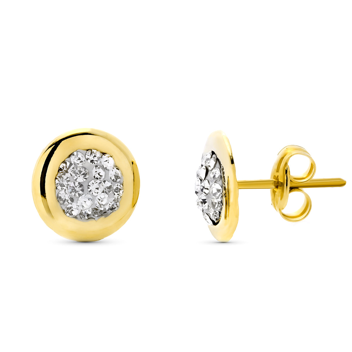 Pendientes Oro Amarillo 9K Redondo 8mm Mariposa Push