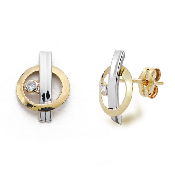 9K tofarvede og zirkon øreringe. 12X8 mm Butterfly Klap
