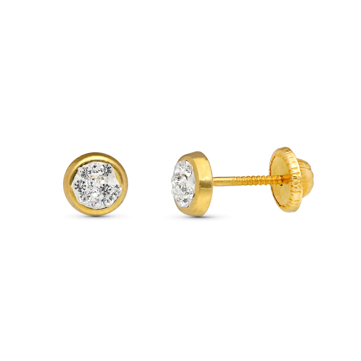 Pendientes Oro Amarillo 9K Circonitas Cuarcita 5X5 mm Cierre Rosca