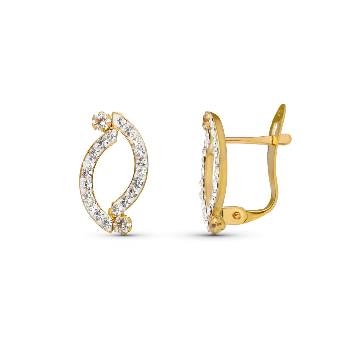 Pendientes Oro 9K con Circonitas 13X7 mm Cierre Bisagra