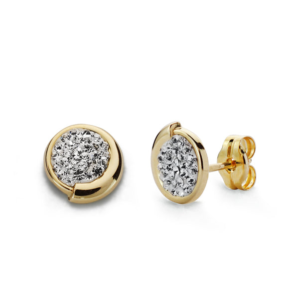 Boucles d'oreilles Or Jaune 9K avec Zircon 7 mm Fermoir Poussettes Papillon