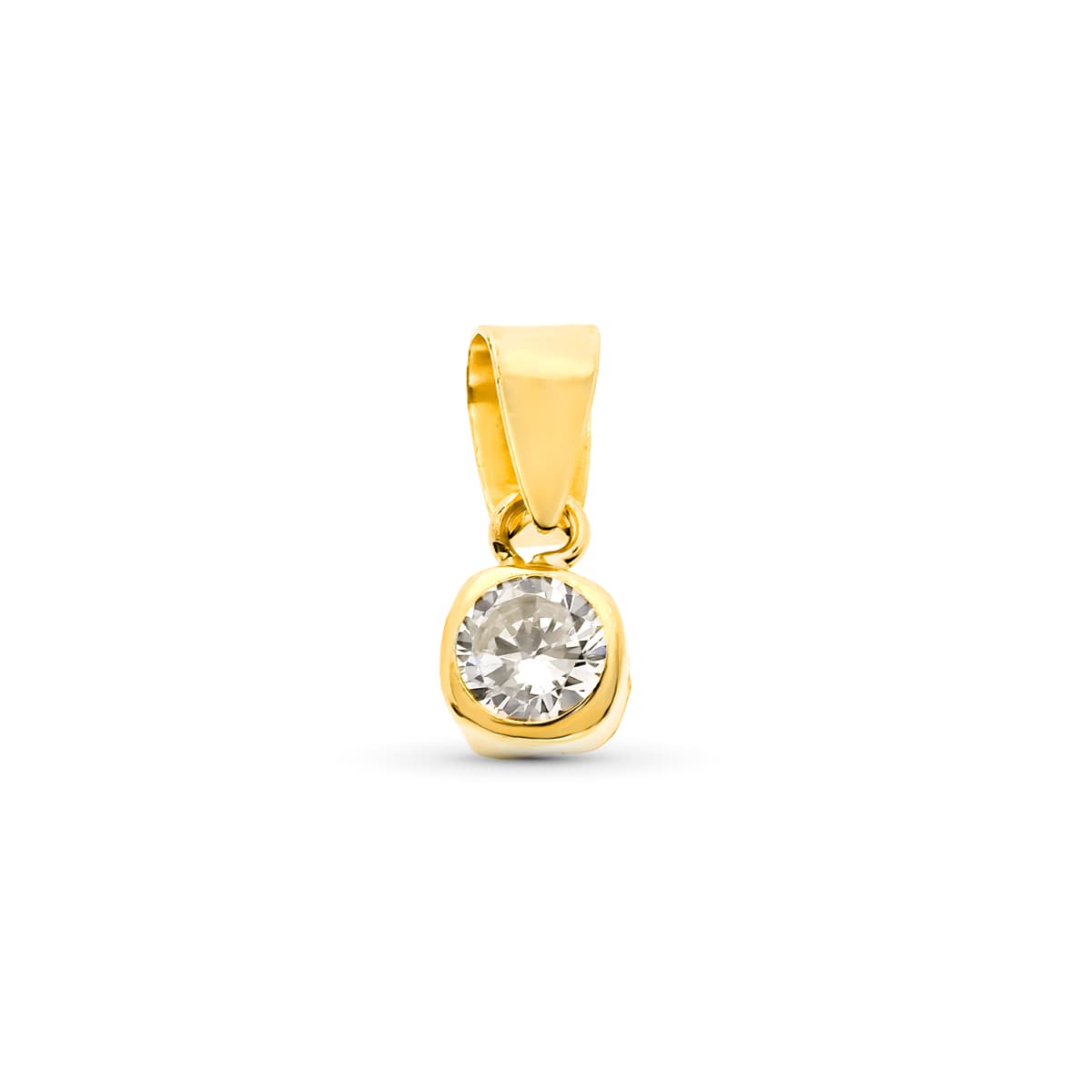 Pendentif Chaton Carré en Or Jaune 9K avec Zirconia Largeur : 4 mm