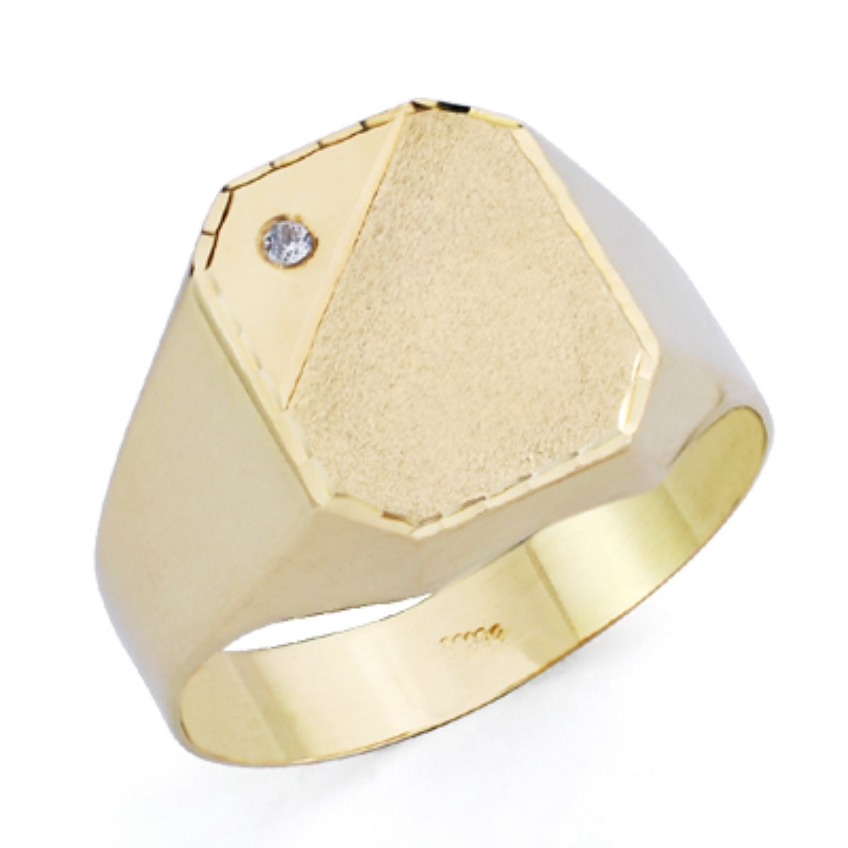 Caballero Hueco de Oro Amarillo de 9K con Circonitas Área de Grabado: 12X10 mm