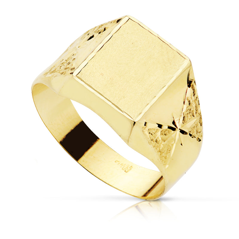 9K Yellow Gold Stamp Hollow Carved Rectangular 10X9 mm