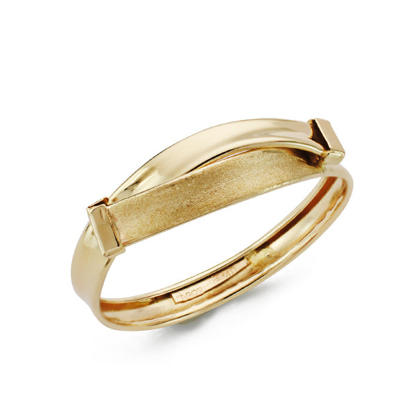 Bague en Or Jaune 9K avec Bandes Croix Mates et Brillantes Largeur: 5 mm
