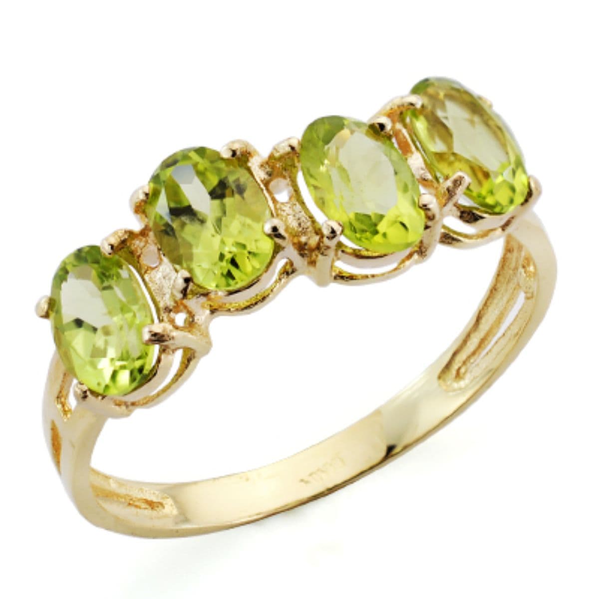 9K Gult Guld Ring Naturlig Peridot Oval 6X4 mm Totalt 1,88 Qts
