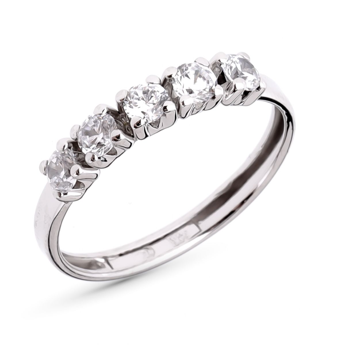 Bague Quintillo en Or Blanc 9K avec Zircon de 3MM en Griffes