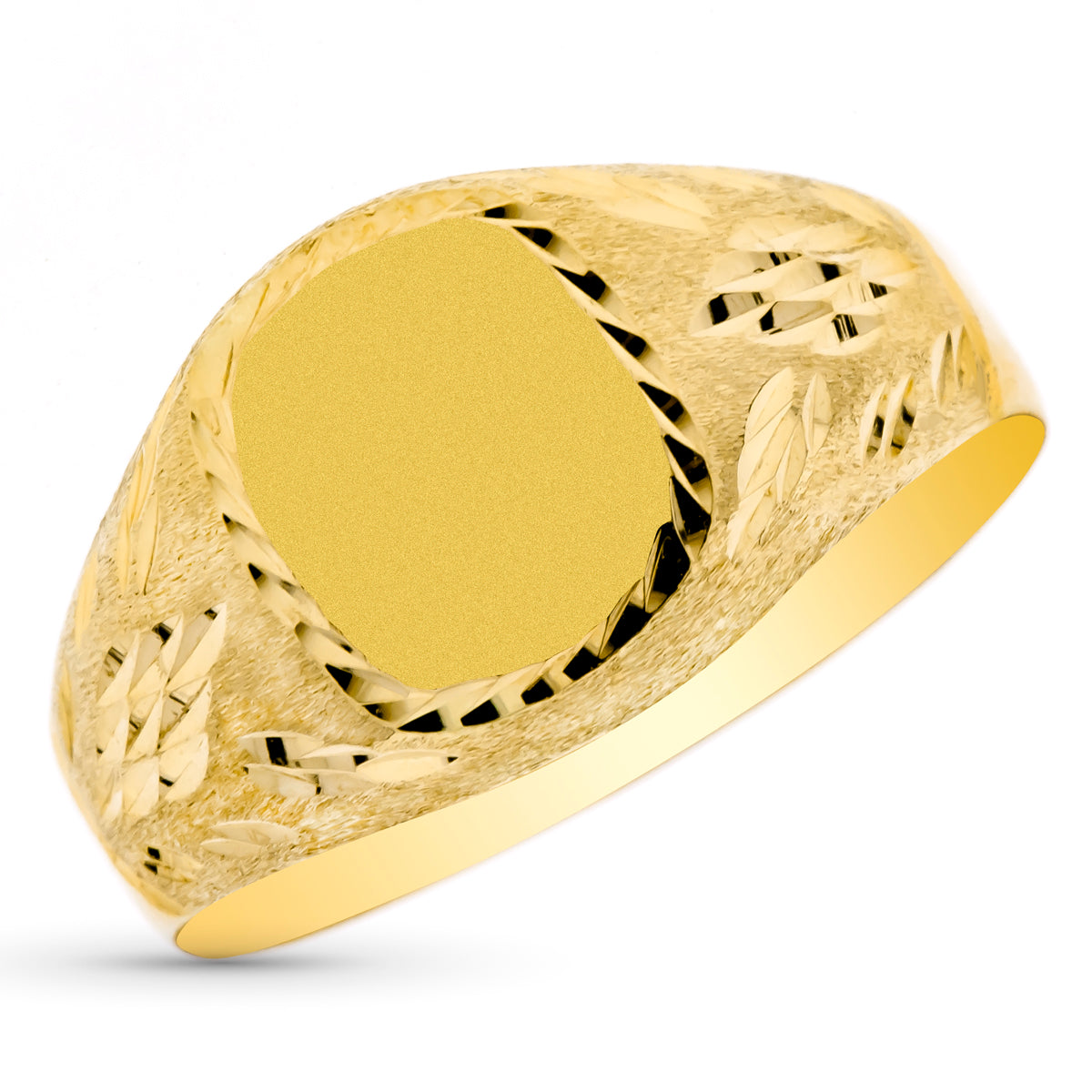 9K ung facetteret oval signetring i gul guld 9X8MM