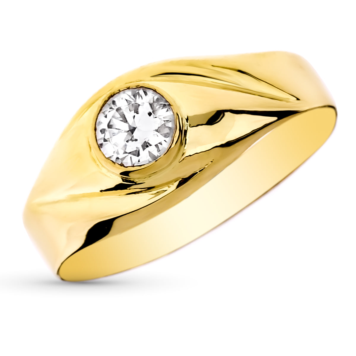 Cadet Solitaire en Or Jaune 9K avec Zircone 5 mm Largeur : 8,5 mm