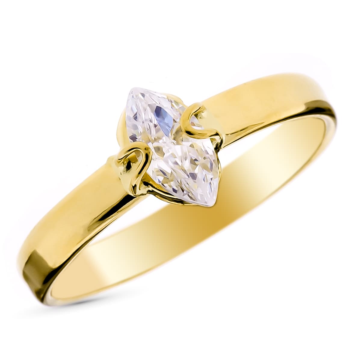 Bague Solitaire pour Femme en Or Jaune 9K avec Zircon Marquise de 8X4 mm