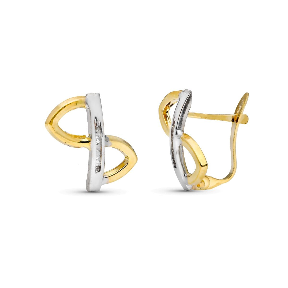 أقراط 9K من 2 Gold & Zircon. 14X13 مم